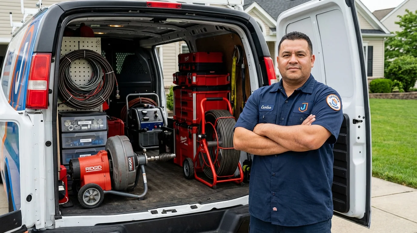 Professional drain cleaning equipment and Johns Plumbing LLC plumber in Festus